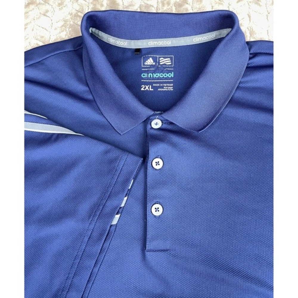 Adidas Polo‎ Shirt Mens XXL Blue Climacool Golf Active Athleisure Comfort
